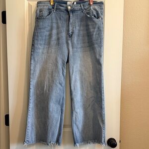 Risen Light Blue Wide Leg Jeans